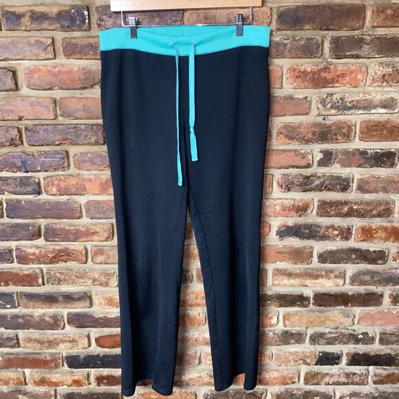Silverwear Black Seafoam Green Straight Leg Track Sweatpants Women's Size Medium - Picture 1 of 5